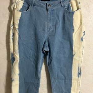 Ashley Stewart Blue and Cream Cropped Jeans